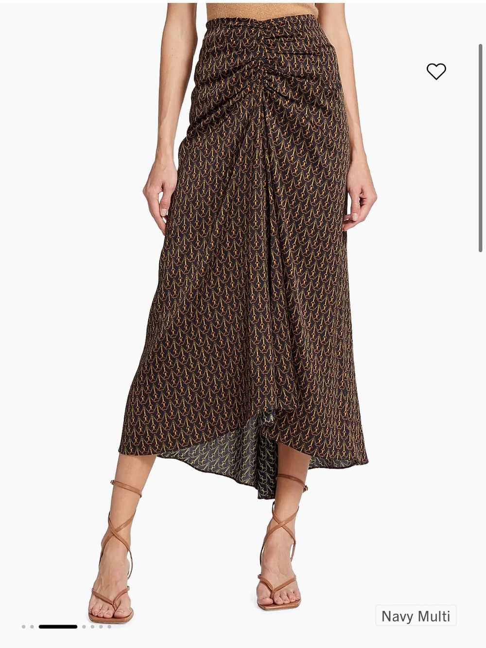 Veronica Beard Navy Multi High-Low Printed Skirt